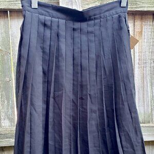 Sheer black pleated midi skirt